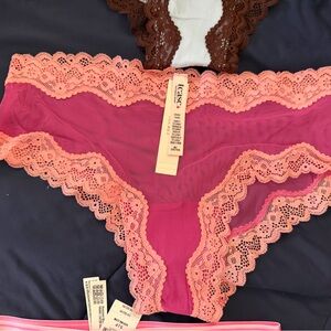 Victoria's Secret Pink and Coral Lace Panties vS tease collection rare